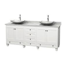 Shop for 24 inch bathroom vanities in bathroom vanities by size. Wyndham Collection Acclaim 80 Inch Double Bathroom Vanity In White White Carrera Marble Countertop Arista White Carrera Marble Sinks And 24 Inch Mirrors Walmart Com Walmart Com