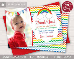 Wishing you a wonderful day and all the most amazing things on your birthday! Rainbow Birthday Thank You Card With Photo Puggy Prints