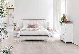 Whether you need bedroom furniture to outfit an entire master suite or you're just in the market for a single piece, choose furnishings that coordinate well while offering comfort. White Oak Normandy 4 Piece Queen Bedroom Suite Amart Furniture