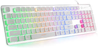 Rainbow light keyboard theme will let a plain keyboard into a beautiful and unique one. Amazon Com Langtu Membrane Gaming Keyboard Rainbow Led Backlit Quiet Keyboard For Office Usb Wired All Metal Panel 25 Keys Anti Ghosting Computer Keyboard 104 Keys L1 White Silver Video Games