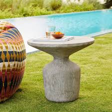 Tambor Concrete Outdoor Drum Side Table Drum Side Table Concrete Dining Table Outdoor Coffee Tables