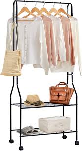 Maybe you would like to learn more about one of these? Amazon Com Clothing Garment Rack Heavy Duty Clothes Rack Commercial Grade Rolling Clothes Organizer With 2 Shelves 4 Hooks For Office Home Chrome Black Home Improvement