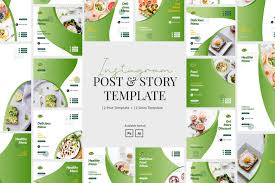 Elegant advertising posts are perfect for the wedding organizers, wedding dresses salons, event agencies. Healthy Food Instagram Post And Story Template In Social Media Templates On Yellow Images Creative Store