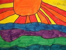 Dream Draw Create Colorful Landforms Color Art Lessons Colorful Art Projects First Grade Art