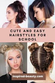 Then, gather the hair one one side from your ear level into a high ponytail, securing with a small, clear elastic. Easy Hairstyles For School Short Hair Inspired Beauty Easy Hairstyles Easy Hairstyles For School Cute Hairstyles For Short Hair