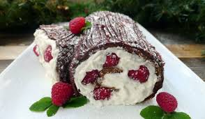 Raspberry Yule Log Buche De Noel Recipe Recipe Food Chocolate Roll Cake Classic Desserts