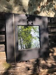 Miroir Argenture Manuelle Et Cadre En Chene Brule En 2020 Miroir Cadre Bois Cadre En Bois Bois Brule