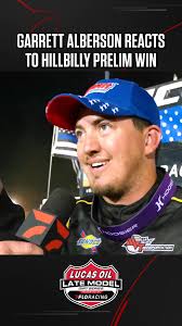 Garrett Alberson reacts to taking a rebuilt racecar to victory lane Friday  with #LucasDirt for a Hillbilly Hundred prelim 🏁