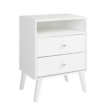 Walmart.com has been visited by 1m+ users in the past month Allora Mid Century Modern 2 Drawer Nightstand With Open Shelf In White Walmart Com Walmart Com