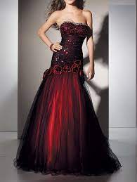 Red And Black Mermaid Quinceanera Dresses Gothic Wedding Dress Formal Prom Gowns Red Prom Dress Gothic Wedding Dress Formal Dresses For Weddings