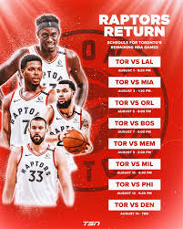 Next 5 games for game selected team. Raptors Face Lakers August 1