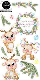 Watercolor Deer Clipart Christmas Clip Art Deer Cute Animal Etsy Christmas Clipart Christmas Drawing Christmas Art