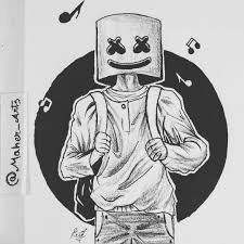 Draw a second irregular shape, and a small rectangle on top of each. Marshmello Drawing Full Body Drawing Wallpaper
