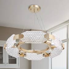 Amazon Com Tzoe Crystal Pendant Light Modern Chandelier 6 Light Round Chandeliers Gold Metal Clear Glass Crystal Chandelier For Kitchen Island Foyer Dining Rooms Bedroom Liveing Room Width 22 4 Inch Home Improvement