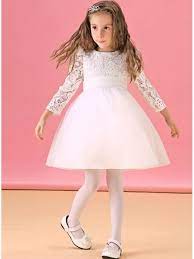 Abiti casual abiti da comunione 2014 vestito da cerimonia uomo. Abito Da Cerimonia Bambina Economico Con Gonna Di Tulle E Maniche Lunghe Di Pizzo