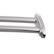 The curtain hangs along the inner. Moen 60 In Stainless Steel Adjustable Double Curved Shower Rod In Chrome Dn2141ch The Home Depot