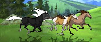 The Black One Is White Hair The White And Brown One Is Trigger And The Brown One Is Dairy Spirit The Horse Horse Drawings Horse Animation