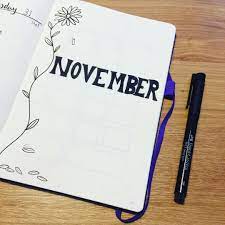 Bullet Journal Monthly Cover Page November Cover Page Simple Bullet Journal Theme Floral Draw Bullet Journal Themes Journal Themes Bullet Journal Minimalist
