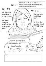 She is the daughter of ziauddin and tor pekai yousafzai and has two younger brothers. Malala Yousafzai Esl Worksheet By Amypiccy