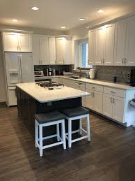 Painted White Kitchen In Dartmouth Door Style From The Wolf Classic Line Mixing It Up With A Dar Kitchen Cabinetry Design Kitchen Cabinets In Bathroom Kitchen