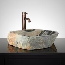 river rock vessel sinks rustic