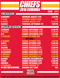 Arrowhead pride arrowhead pride | kansas city chiefs schedule, news, roster and stats. 2016 Chiefs Printable Schedule Kansas City Chiefs Schedule