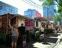 A food cart pod is like the food court at the mall except that it is outdoors and there are no fast food chains. Food Cart Pod Row Downtown Portland Oregon 1280 996 Downtown Portland Portland Oregon Food Carts Oregon Travel