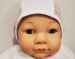 White Lace Baby Pilot Hat-giddy Baby Hat-hat With Ties or Snaps-hearing Aid  Hat, NB-36 Mo Size-white Princess Lace W/brushed Poly Spandex