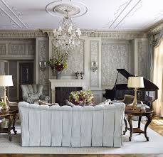 The Living Room Walls Are Built Of Plaster Panel Moulds With Inset Paper French Provincial Home Living Room Wall Wall Panel Molding