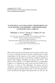 You name it and i love the sights and as for the other destination, fraser's hill, it is quite close to bukit tinggi and if you are talking about the distance from kuala lumpur, it takes. Pdf Altitudinal Accumulation And Diversity Of Leaf Beetle Coleoptera Chrysomelidae At Fraser S Hill Pahang