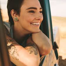 Semi Precious Green Aventurine Stone Double Flared Tunnels