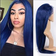 Black And Blue Lace Front Wig Great For Blue Lace Front Wig With Natural Hairline Middle Part Synthetic Long Straight Blue Wigs For Women 28 In Wig Hairstyles Blue Lace Front Wig Blue Hair