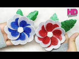 Diy Cara Membuat Bunga Cinta How To Make Glitter Foam Sheet Youtube How To Make Glitter Paper Flower Crafts Paper Flower Template