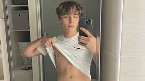 Young French blond Tom Barber jerking off after football