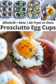 Preheat the oven to 350°f (175°c). Easy Air Fryer Or Oven Prosciutto Spinach Egg Cups Baked Egg Cups Egg Cups Healthy Recipes