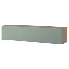Besta Wall Mounted Cabinet Combination Walnut Effect Light Gray Notviken Gray Green 70 7 8x16 1 2x25 1 4 Ikea Parement Mural Television Installation Murale