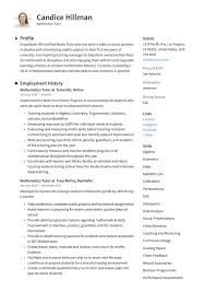 Mathematics Tutor Resume Sample Mathematics Guided Writing Math Tutor
