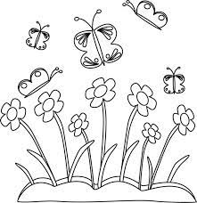 Black And White Spring Flowers And Butterflies Butterfly Coloring Page Butterfly Clip Art Clip Art