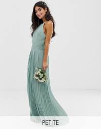 Tfnc Petite Bridesmaid Exclusive High Neck Pleated Maxi Dress In Sage Asos Maxi Dress Prom Pleated Maxi Dress Maxi Bridesmaid Dresses