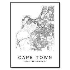 Cape town from mapcarta, the free map. Amazon Com Cape Town Map Wall Art Print Poster South Africa City Map Street 8x10 Black White Handmade