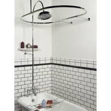 Art Deco Tile Tub Surround With Oval Shower Curtain Surround Clawfoot Tub Shower Shower Conversion Shower Tub