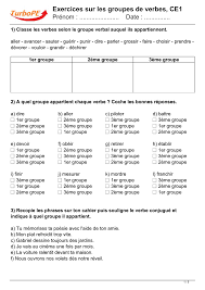 Ludique, simple à utiliser, accès parent pour suivre votre enfant. Exercices Sur Les Groupes De Verbes Ce1