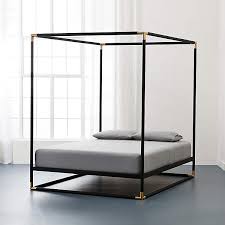Inclusion of metal slats eliminates need. Frame Black Metal Canopy Bed Cb2