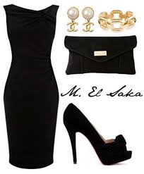 Cocktail Black Dress Peep Toe Pumps Clutch And Gold Accessories Classic Black Dress Black Dress Fashion