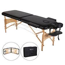 marnur table de massage pliante en bois 2 zones pliables lit professionnel d esthetique hauteur reglable pour le spa table de massage bois sac de transport