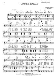 Hammer To Fall Sheet Music Queen Hammer To Fall Sheet Music Clarinet Music