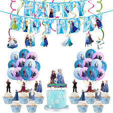 See more ideas about frozen themed birthday party, frozen bday party, frozen birthday party. Buy Frozen Theme Party Supplies Frozen Birthday Banner Balloon Cake Topper Spiral Decoration Online In Poland B09685r1sz