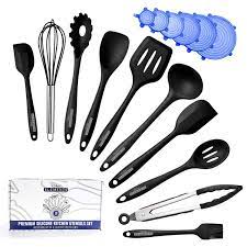 Free uk mainland delivery when you spend £50 and over. Kitchen Elements Uk 10 Pieces Premium Silicone Kitchen Utensils Set For Cooking Baking With Free Set Of Silicone Stretch Lids Spatula Whisk Tongs Heat Resistant Non Stick Buy