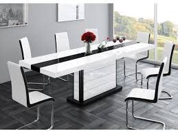 Bianco fenix + walnut extending dining table. Ultra Slick Cruz Extendable Black And White Dining Table