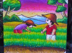 Cara menggambar dan mewarnai pemandangan alam mudah. Contoh Gambar Hasil Mewarnai Pemandangan Dengan Crayon Kataucap